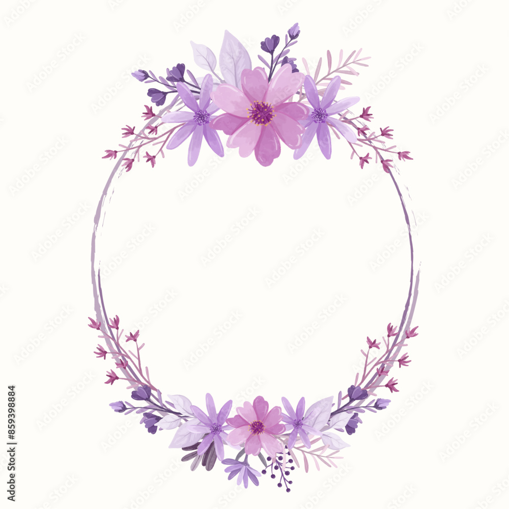 watercolor purple flower frame set watercolor purple flower frame set