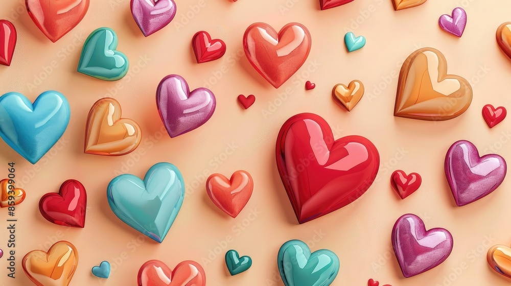 Heart background flat design top view romantic theme cartoon drawing colored pastel Heart background flat design top view romantic theme cartoon drawing colored pastel