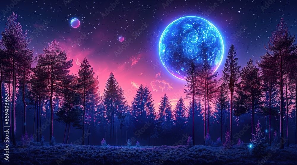 Naklejka premium night sky and moon