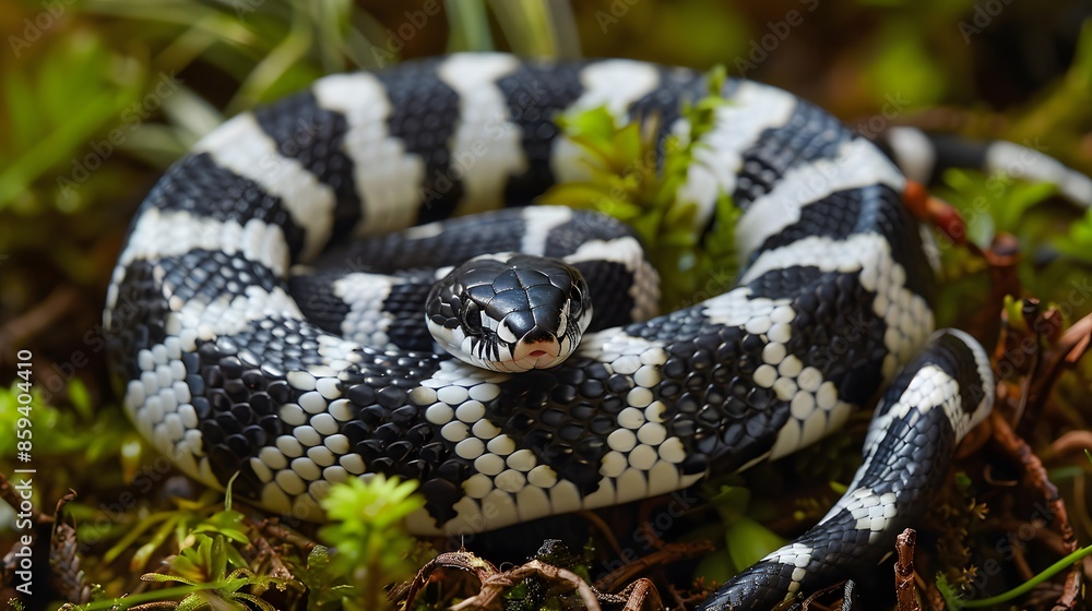 Naklejka premium Snow eastern kingsnake, Lampropeltis getula californiae.