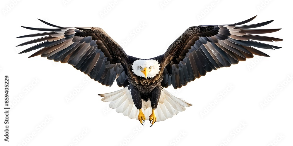 Obraz premium Eagle in flight on white background. Concept Birds of Prey, Wildlife Photography, Animal Portraits, Classic Backdrops