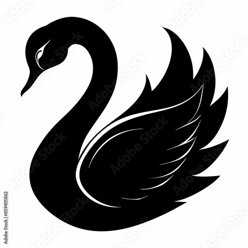 Black silhouette swan Illustration Art Victor