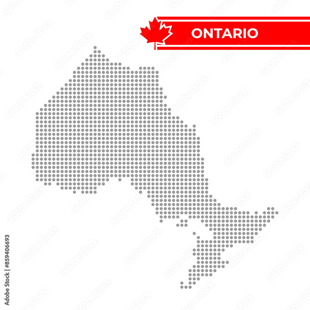 Obraz premium Dotted map of Ontario is a province of Canada