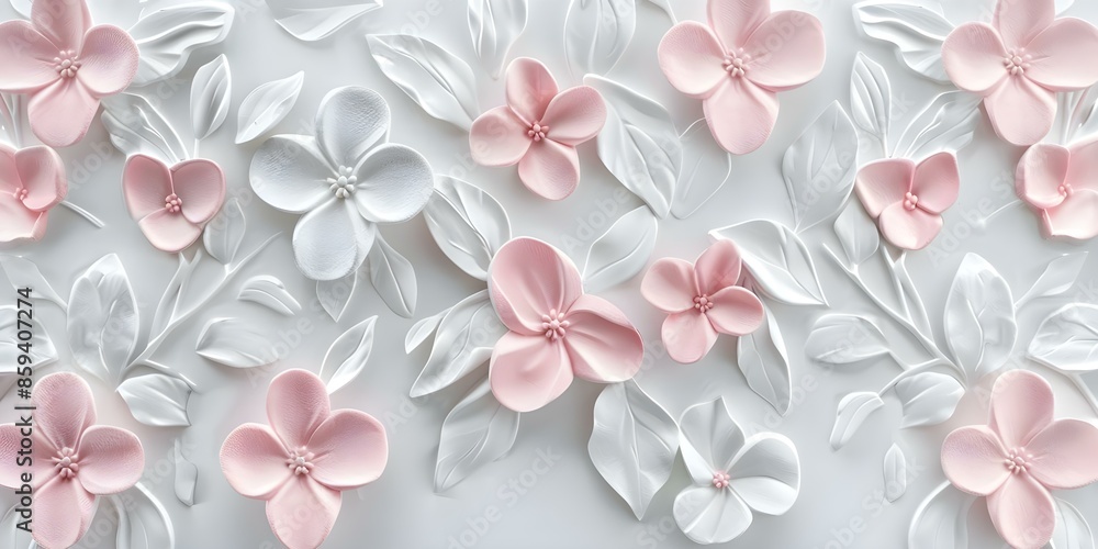 3D floral wall texture with geometric leaves in white pink and lime. Concept 3D Floral Wall, Geometric Leaves, White Pink Lime Texture 3D floral wall texture with geometric leaves in white pink and lime. Concept 3D Floral Wall, Geometric Leaves, White Pink Lime Texture