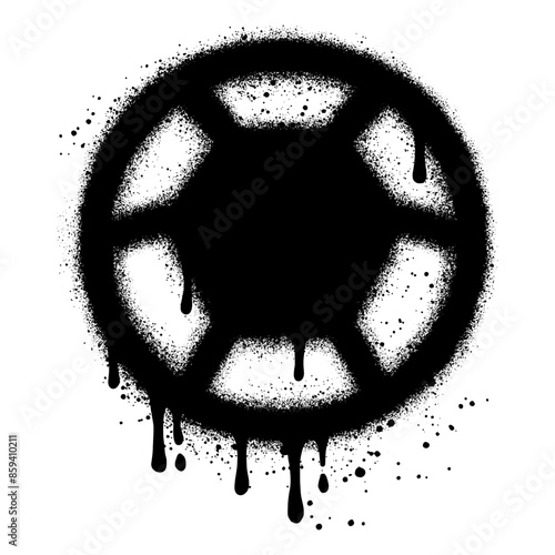 Spray Painted Graffiti soccer ball icon Sprayed isolated with a white background.