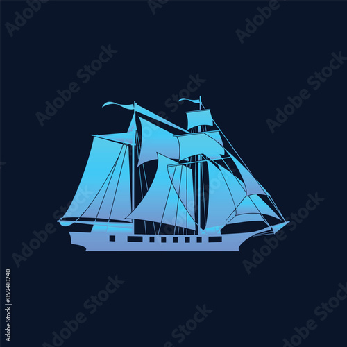 sailing ship vector logo design