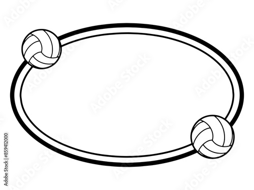 volleyball frame black and white design clip art preview