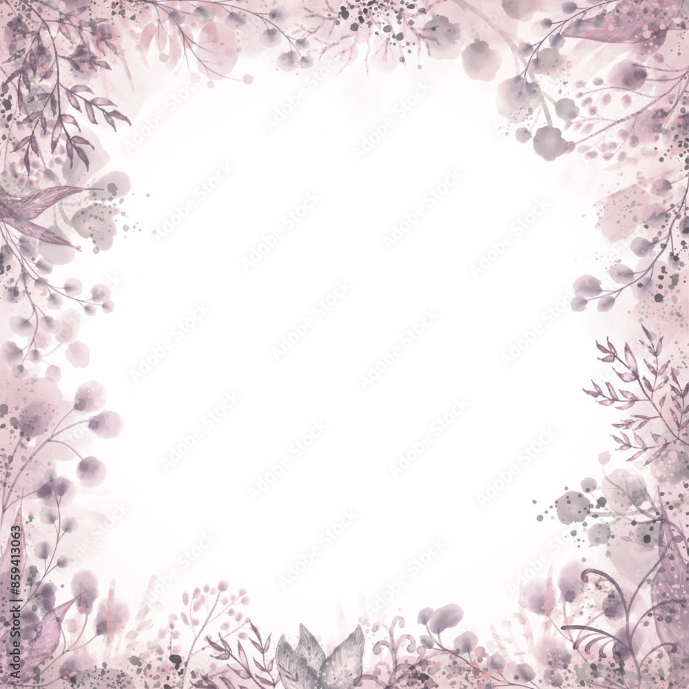 Self digital painted floral frame with copy space in the middle - digital illustration Self digital painted floral frame with copy space in the middle - digital illustration