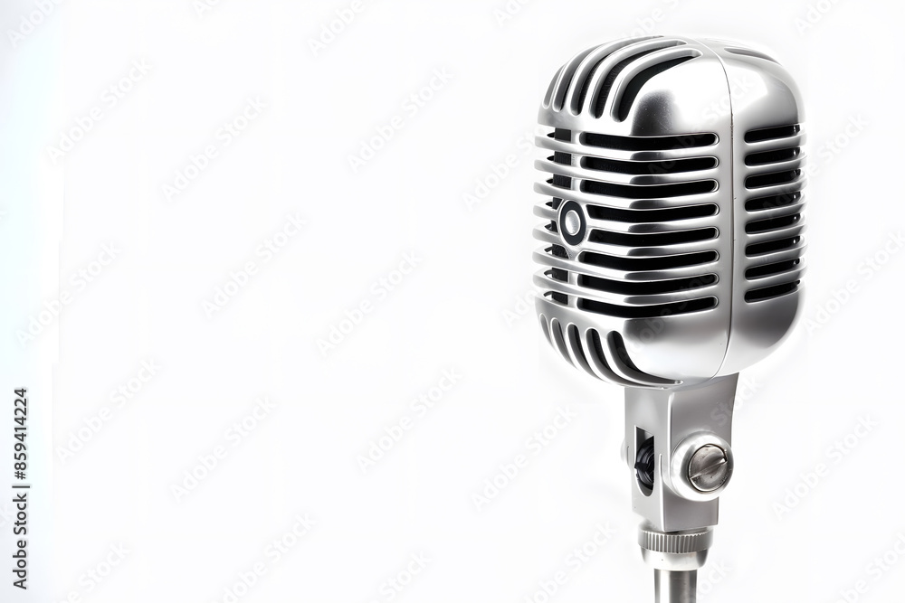 Fototapeta premium Retro style microphone isolated on white background