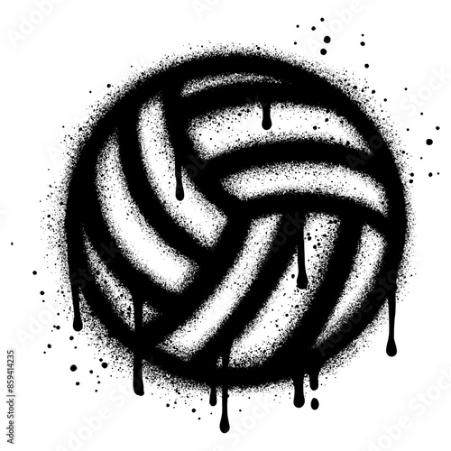 Spray Painted Graffiti Volleyball ball icon  Sprayed isolated with a white background.