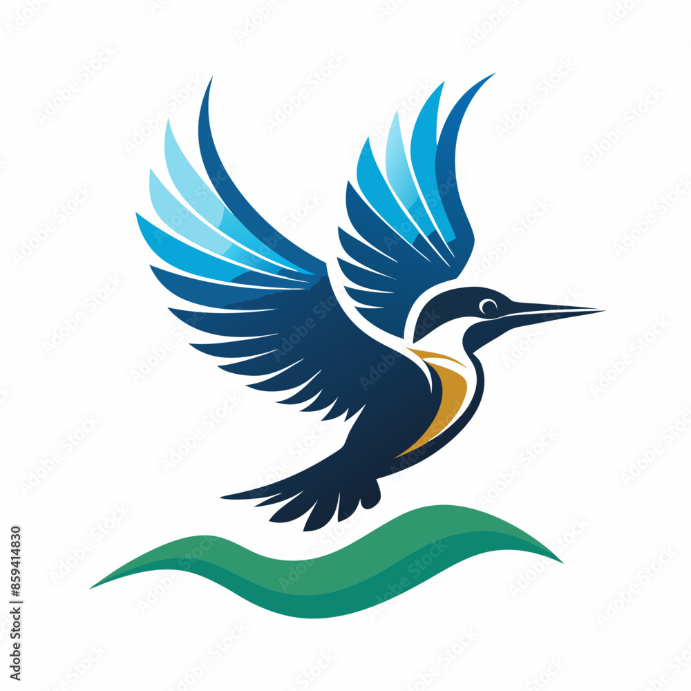 Obraz premium Colorful Kingfisher Bird in Flight – Nature Wildlife Vector Illustration