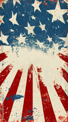 Vintage American flag with stars and stripes, weathered patriotic design, perfect for Fourth of July, Memorial Day, and patriotic events.
