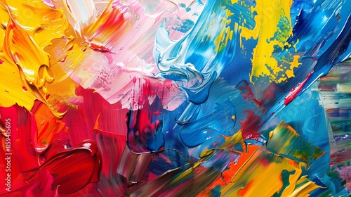 Abstract colorful acrylic paint strokes. Abstract art, creativity and vibrant colors concept