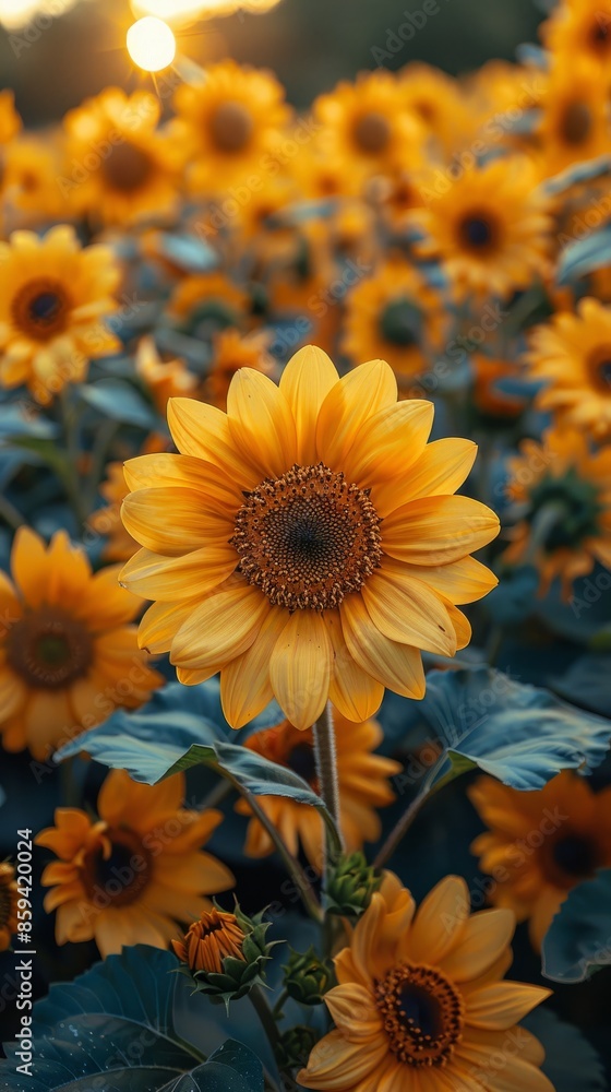 Sunflower, flower field, sunshine, sky, beautiful.the photography details are in a realistic style. Sunflower, flower field, sunshine, sky, beautiful.the photography details are in a realistic style.
