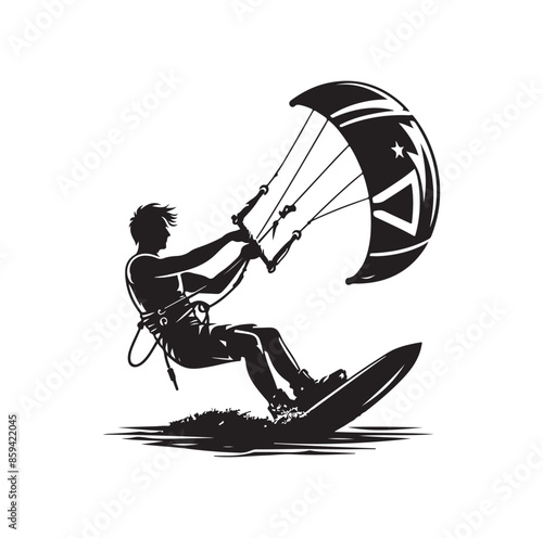 kitesurfing silhouette illustration icon vector