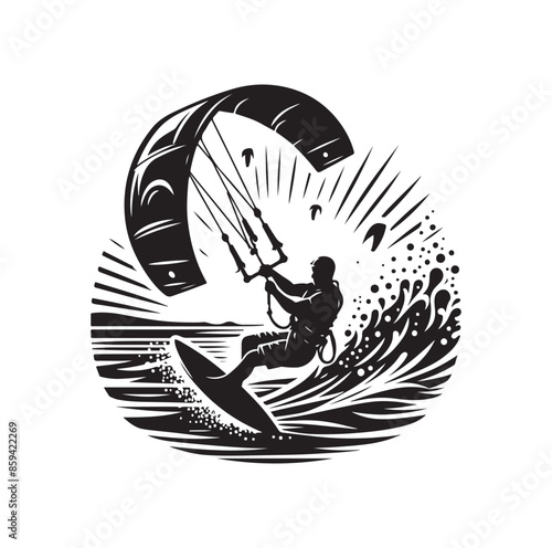 kitesurfing silhouette illustration icon vector