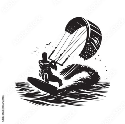 kitesurfing silhouette illustration icon vector