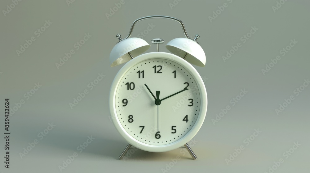 A simple white alarm clock sitting on a table A simple white alarm clock sitting on a table