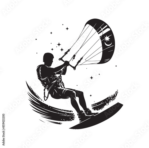 kitesurfing silhouette illustration icon vector