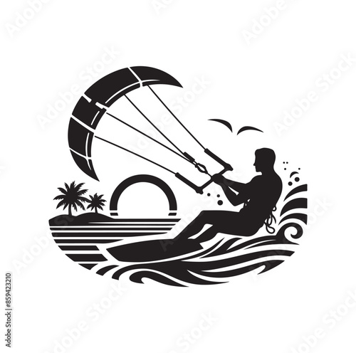 kitesurfing silhouette illustration icon vector