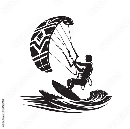 kitesurfing silhouette illustration icon vector