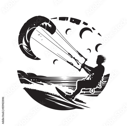 kitesurfing silhouette illustration icon vector
