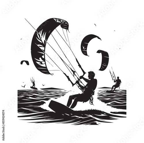 kitesurfing silhouette illustration icon vector