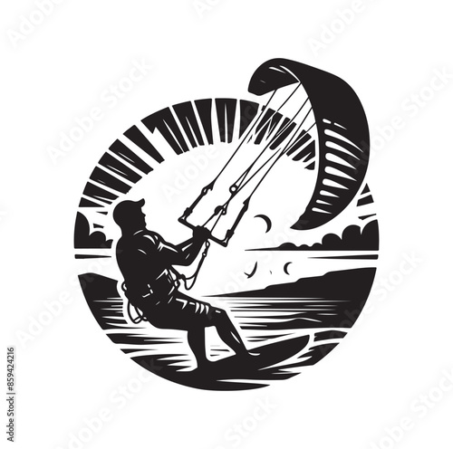 kitesurfing silhouette illustration icon vector