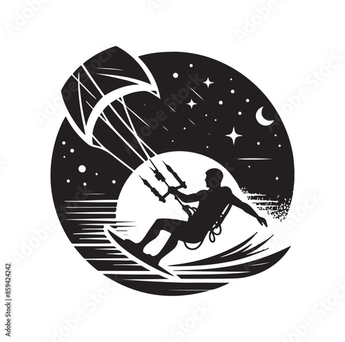 kitesurfing silhouette illustration icon vector