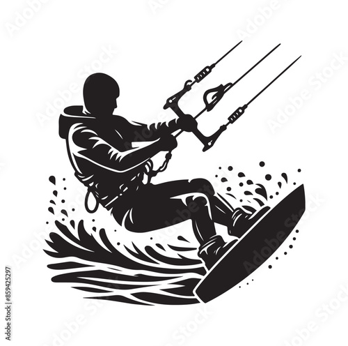 kitesurfing silhouette illustration icon vector