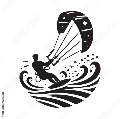 kitesurfing silhouette illustration icon vector