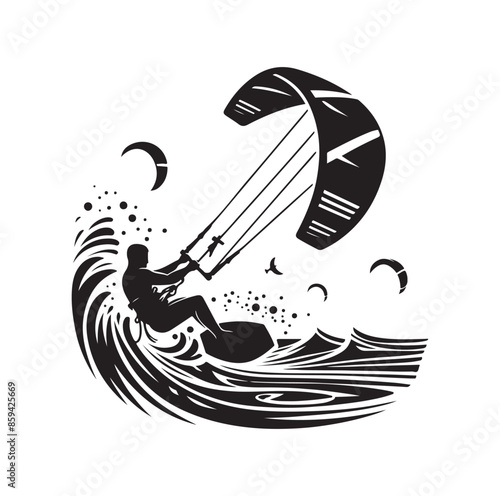 kitesurfing silhouette illustration icon vector