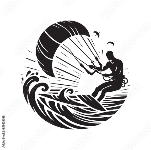 kitesurfing silhouette illustration icon vector