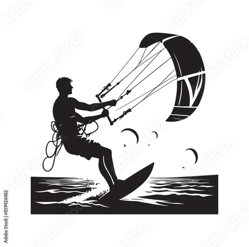 kitesurfing silhouette illustration icon vector