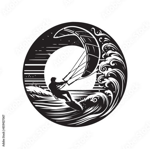 kitesurfing silhouette illustration icon vector