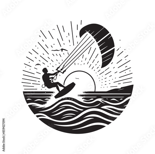 kitesurfing silhouette illustration icon vector