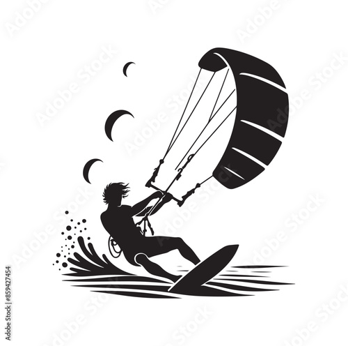 kitesurfing silhouette illustration icon vector