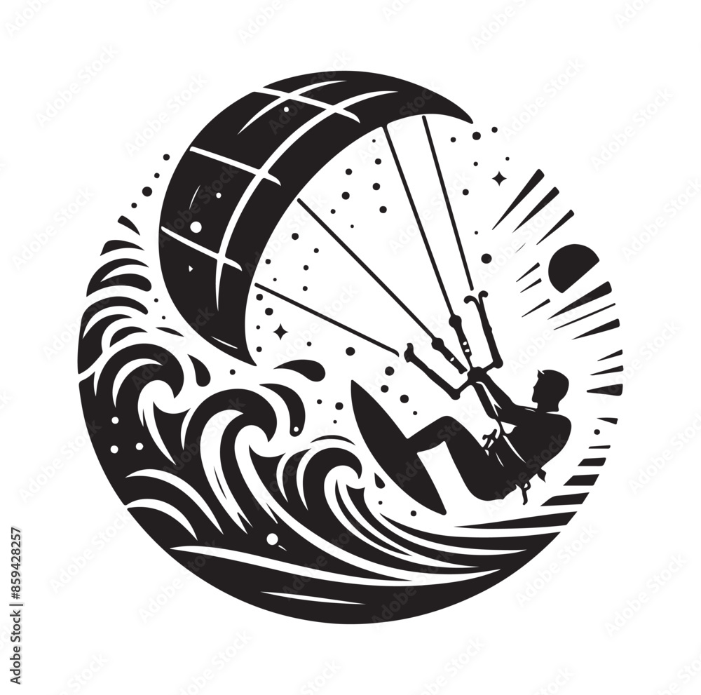 Fototapeta premium kitesurfing silhouette illustration icon vector