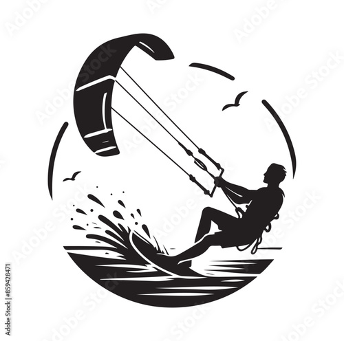 kitesurfing silhouette illustration icon vector