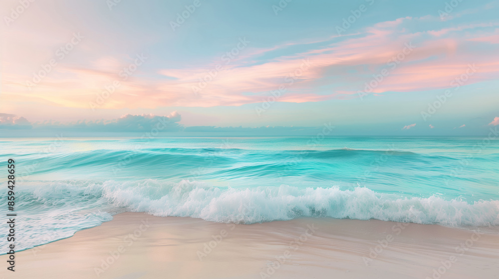 Beautiful landscape of the sunset ocean with foam waves Beautiful landscape of the sunset ocean with foam waves