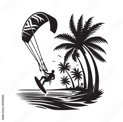 kitesurfing silhouette illustration icon vector