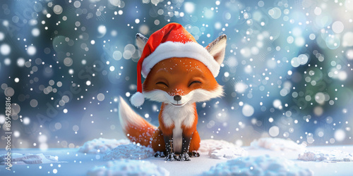 Cute Cartoon Christmas Fox ...