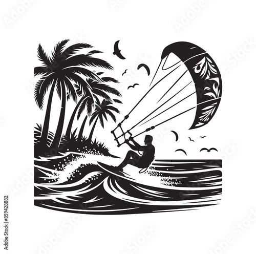 kitesurfing silhouette illustration icon vector