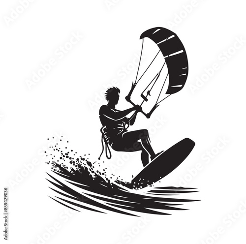 kitesurfing silhouette illustration icon vector