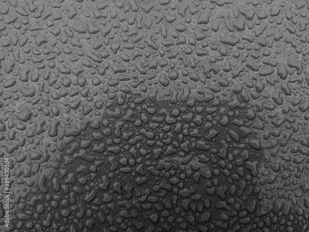Water drops on metallic red shiny metal background, wet after rain, template, wallpaper
