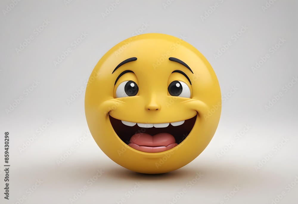 3D Yellow Smiley Emoji with Wide Open Mouth 3D Yellow Smiley Emoji with Wide Open Mouth