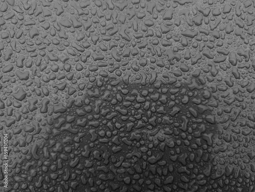 Obraz na płótnie Water drops on metallic red shiny metal background, wet after rain, template, wallpaper w salonie