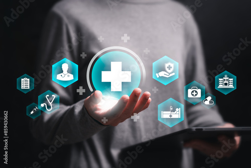 Obraz na plátně Healthcare insurance concept, Awareness of health care of the general public, Wo