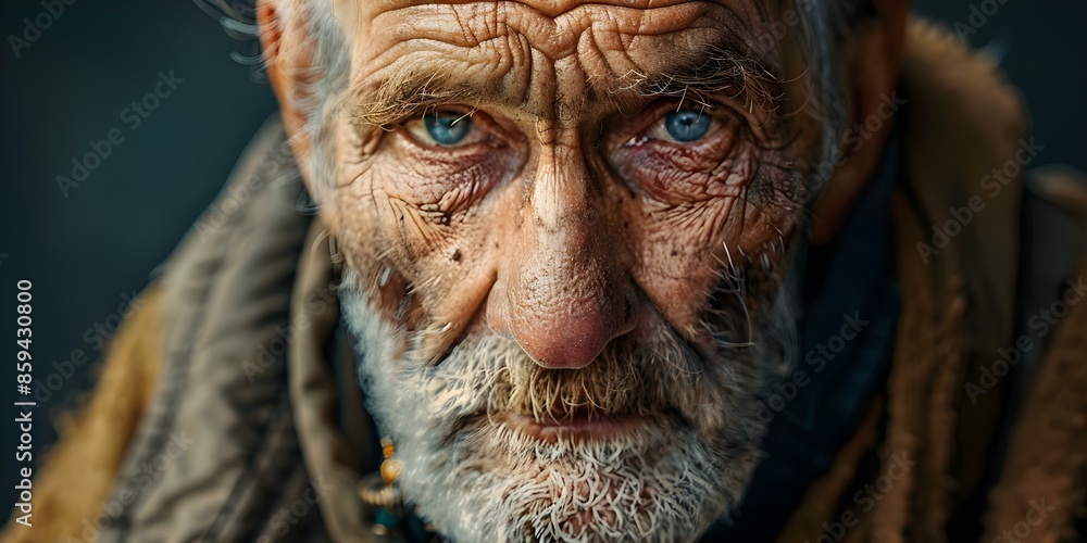 Portrait of a sad elderly homeless man with a dirty wrinkled face. Concept Portrait Photography, Homelessness, Elderly, Emotions, Poverty Portrait of a sad elderly homeless man with a dirty wrinkled face. Concept Portrait Photography, Homelessness, Elderly, Emotions, Poverty