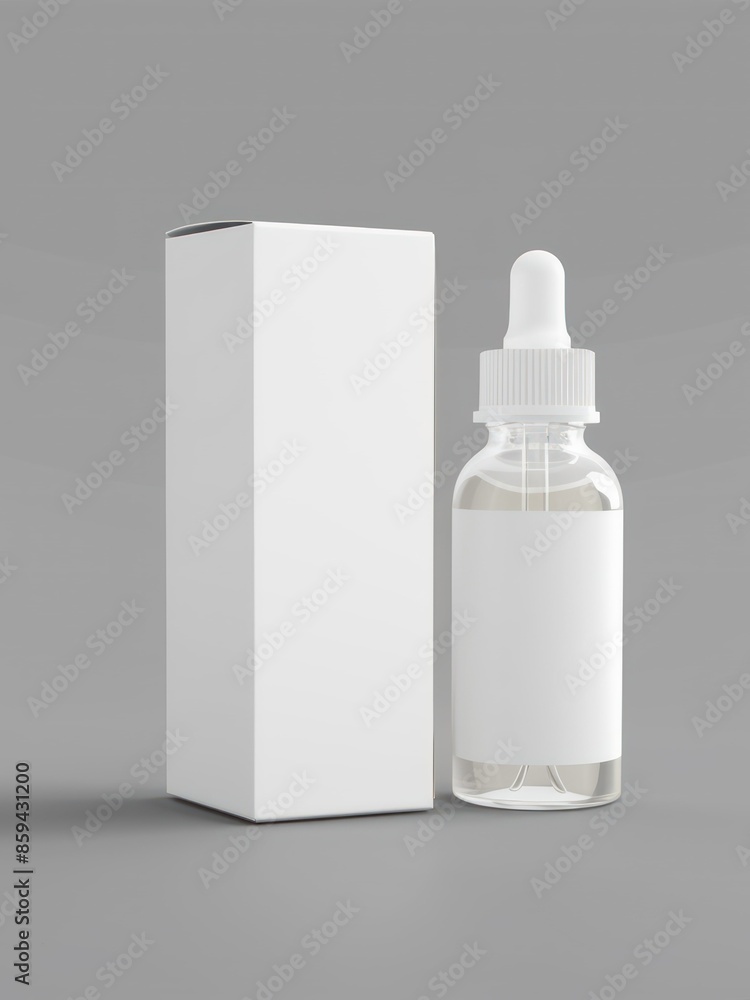 Clear Glass Dropper Bottle with Blank Label and Box - Minimalist Skincare and Essential Oil Packaging Mockup - Generative ai Clear Glass Dropper Bottle with Blank Label and Box - Minimalist Skincare and Essential Oil Packaging Mockup - Generative ai